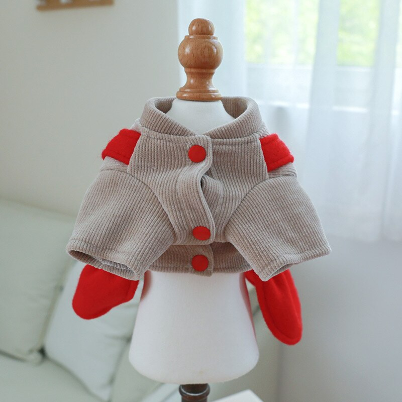 Φθινοπωρινό χειμωνιάτικο φόρεμα Χαριτωμένο μοτίβο αρκούδας Χριστουγεννιάτικο κουτάβι κόκκινη φούστα Μικρό σκυλί Keep ζεστό παλτό Ρούχα διακοπών Chihuahua Yorkshire