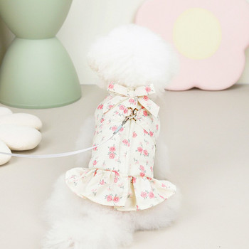 Ρούχα μικρού σκύλου Φούστα φθινοπωρινής πριγκίπισσας χειμώνα Γάτα Παχύ μάλλινο φόρεμα Χαριτωμένο λουλουδάτο κοστούμι κουταβιού λουλούδι παλτό κανίς μπουλντόγκ