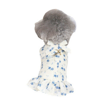 Ρούχα μικρού σκύλου Φούστα φθινοπωρινής πριγκίπισσας χειμώνα Γάτα Παχύ μάλλινο φόρεμα Χαριτωμένο λουλουδάτο κοστούμι κουταβιού λουλούδι παλτό κανίς μπουλντόγκ