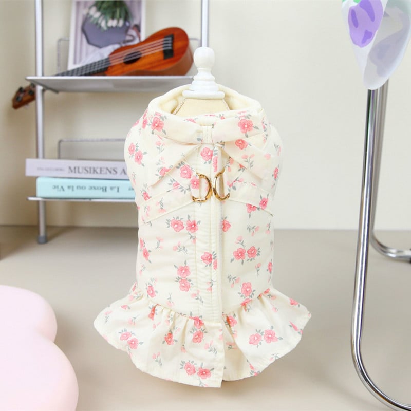 Odjeća za male pse Jesen Zima Princess Suknja Mačka Deblja vunena haljina Slatko cvjetno odijelo Puppy Kaput Pudla Bulldog