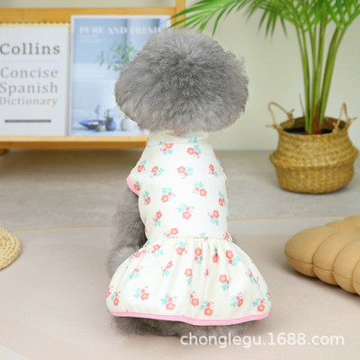 Odjeća za kućne ljubimce Jesen Zima Topla haljina Suknja za male pse Modni cvjetni uzorak Deblji pulover Slatka haljina princeze Pudlica Chihuahua