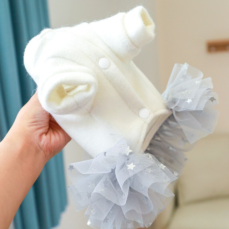 Rudens žiemos suknelė Mielas pūkuotas sijonas, atsparus šalčiui, šiltas, madingas sniego senelio raštas šuniuko drabužiai Mažas šuns paltas Čihuahua