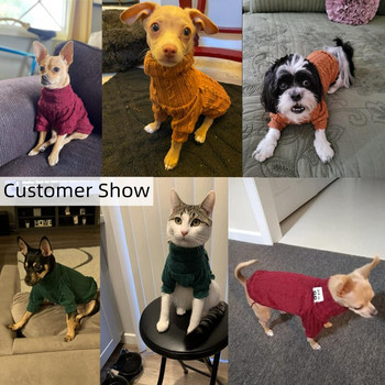 Зимен пуловер за кучета с висока яка, едноцветни дрехи за кучета, топъл памук за кученца, малки, средни кучета, суичър, яке, чихуахуа, плюшено