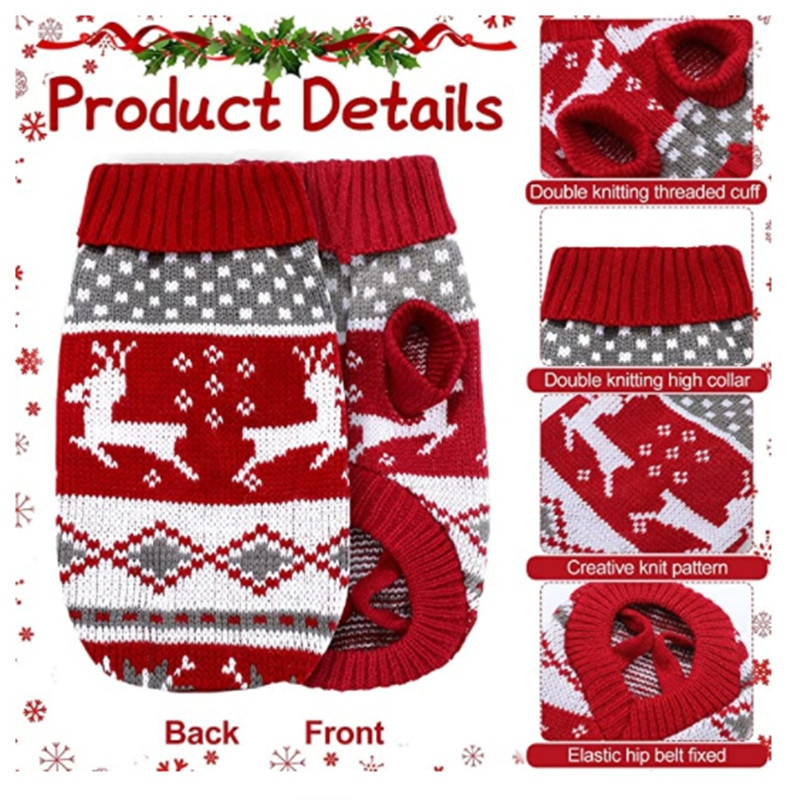 Iarnă caldă haine pentru câini pentru animale de companie de Crăciun pulover tricotat chihuahua bulldog îmbrăcăminte pentru costum de cățeluș mic, mediu, haină