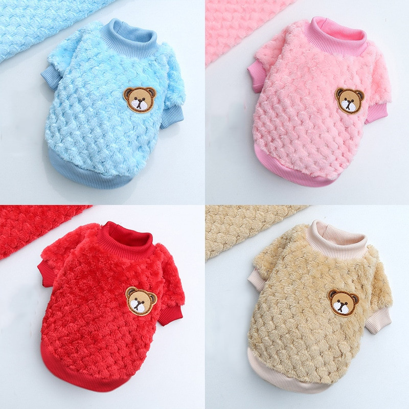 Odjeća za kućne ljubimce od flisa za pse. Majica sa slatkim crtanim medvjedom. Dukserice za pse. Zimski topli džemper. Kaput.