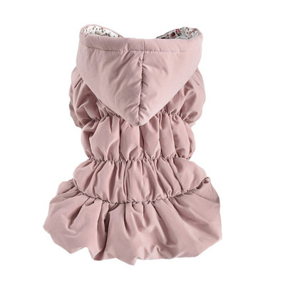 Kućni ljubimac Zimski topli kaput Štene Puhana jakna Odjeća Haljina Princess Suknja s cvjetnim mjehurićima Pas Mačka Odjeća za čivavu jorkiju s kapuljačom