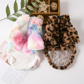 Odjeća za kućne ljubimce Jesen Zima Plišani kaput Džemper s uzorkom leoparda Šarene boje Mali pas Mačka Jakna Krzneni pulover Bulldog Mops Pudl