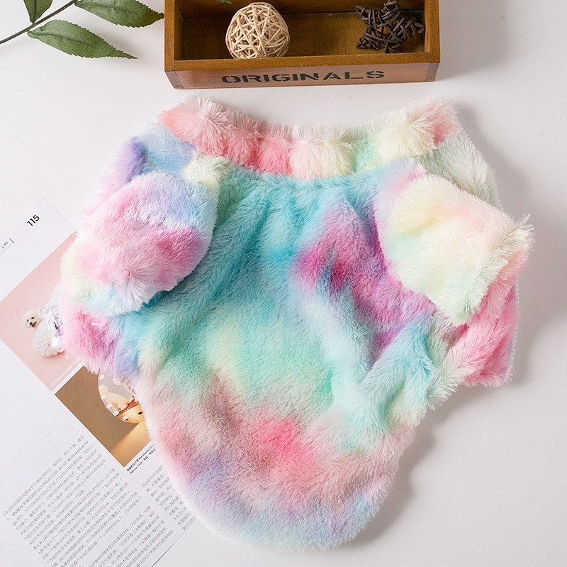 Odjeća za kućne ljubimce Jesen Zima Plišani kaput Džemper s uzorkom leoparda Šarene boje Mali pas Mačka Jakna Krzneni pulover Bulldog Mops Pudl