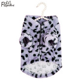 Pseća odjeća za pse Pulover za kućne ljubimce Jesen Zima Plišani kaput Leopard print Francuski buldog Meki kaput Srednja odjeća za pse Krznene majice s kapuljačom