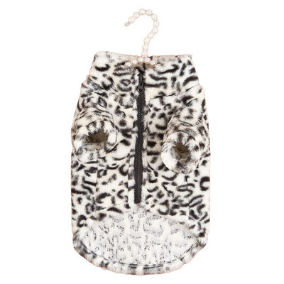 Pseća odjeća za pse Pulover za kućne ljubimce Jesen Zima Plišani kaput Leopard print Francuski buldog Meki kaput Srednja odjeća za pse Krznene majice s kapuljačom