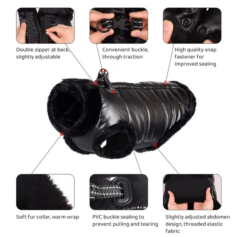 Zimska odjeća za pse Vodootporna jakna za male srednje pse, prsluk s visokim ovratnikom, topla jakna za pse, kostim, odjeća za čivavu pudlu