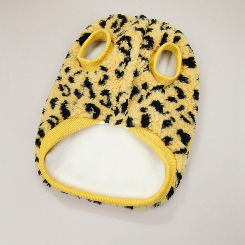 Haină pentru câini din lână Haine de iarnă pentru câini pentru câini cu imprimeu leopard Jachetă moale pentru buldog francez Îmbrăcăminte pentru câini de talie mică