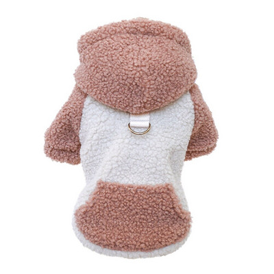Haine drăguță de iarnă pentru câini pentru animale de companie, cu haină cu ham pentru câini de talie mică, haine calde din lână, miel, haine pentru animale de companie, cățeluș, chihuahua, Yorkie
