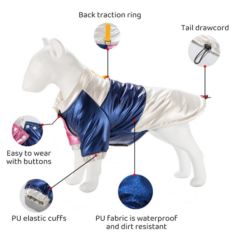 Odjeća za pse s prstenom za povlačenje Vodootporni kaput za štene Zimska topla podstavljena jakna za srednje velike pse po hladnom vremenu Chihuahua