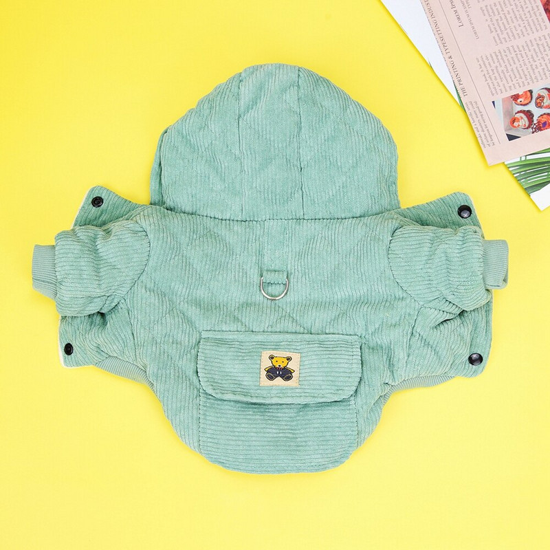 Ρούχα για σκύλους για χειμερινά κατοικίδια Χαριτωμένο γιλέκο για σκύλους για κουτάβι με λουρί Chihuahua Yorkie Ζεστό μπουφάν με κουκούλα για μικρούς μεσαίους σκύλους