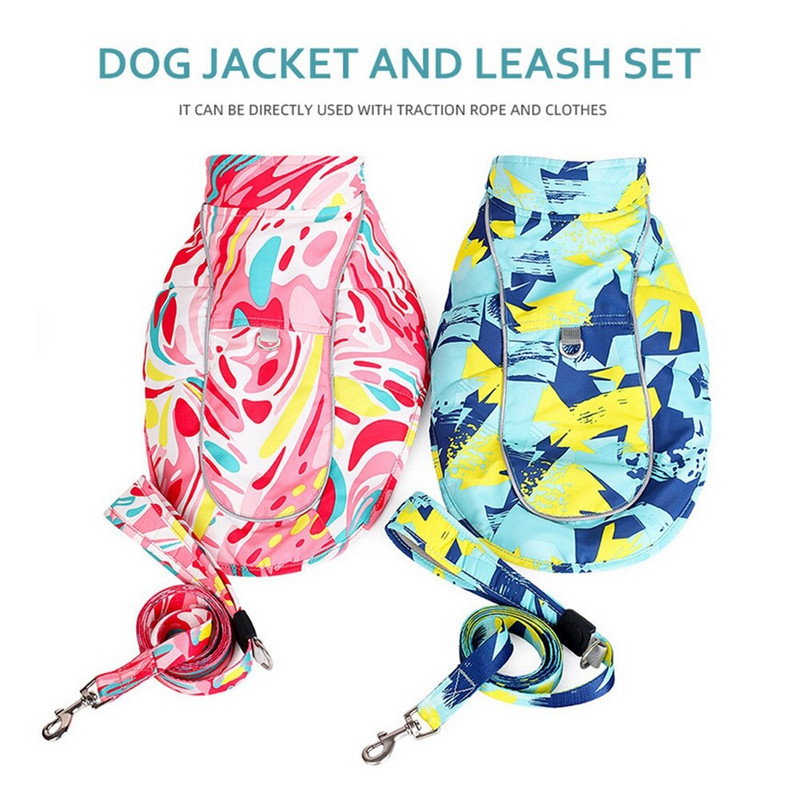 Žieminiai šunų rūbai Šilti naminių gyvūnėlių paltai Striukė su pavadėliu mažiems vidutiniams šunims Drabužiai Prancūzų buldogo šuniuko katės naminių gyvūnėlių liemenės striukės