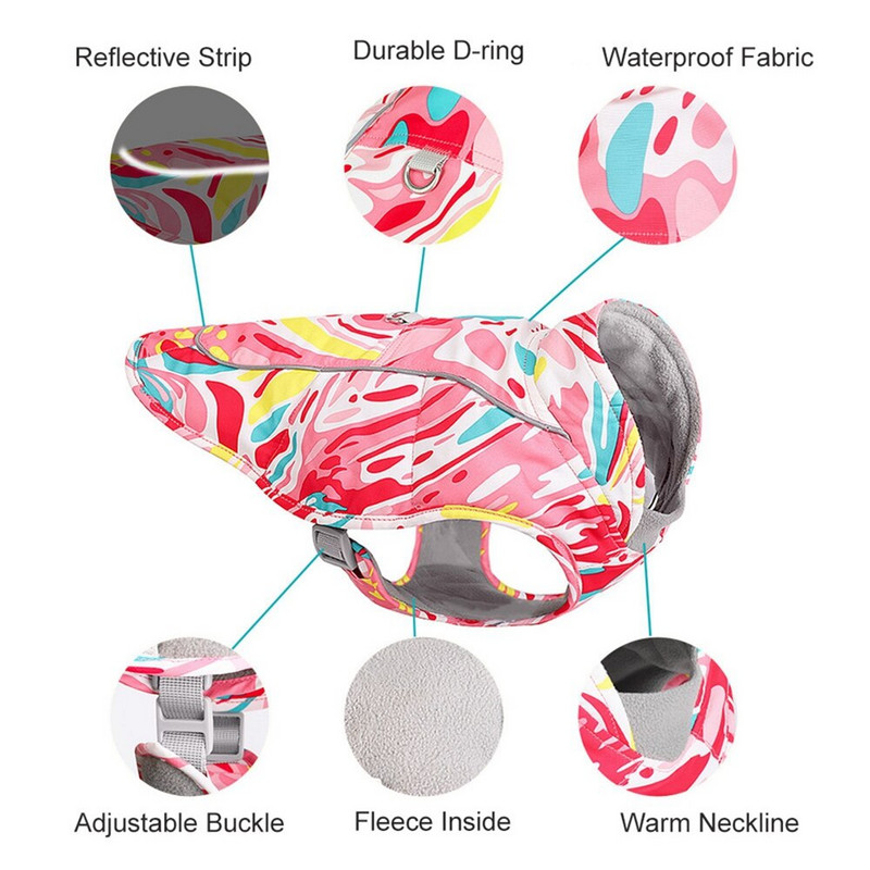 Žieminiai šunų rūbai Šilti naminių gyvūnėlių paltai Striukė su pavadėliu mažiems vidutiniams šunims Drabužiai Prancūzų buldogo šuniuko katės naminių gyvūnėlių liemenės striukės