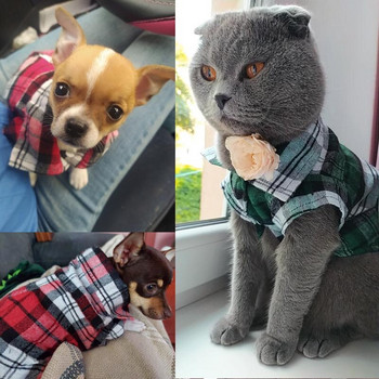 Καλοκαιρινά κατοικίδια Κλασικά καρό ρούχα για γάτες Σκύλοι Μόδα βαμβακερή γάτα μπλουζάκι σκύλου Γιλέκο κουτάβι Ρούχα Chihuahua Yorkshire Πουκάμισα κατοικίδια