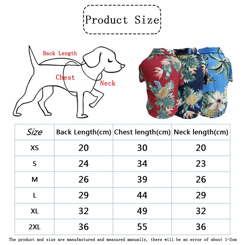 Šunų marškiniai Drabužiai Vasariniai Paplūdimio Drabužiai Liemenės Naminių gyvūnėlių Drabužiai Gėlėti marškinėliai Havajų mažoms didelėms katėms Čihuahua šuniui