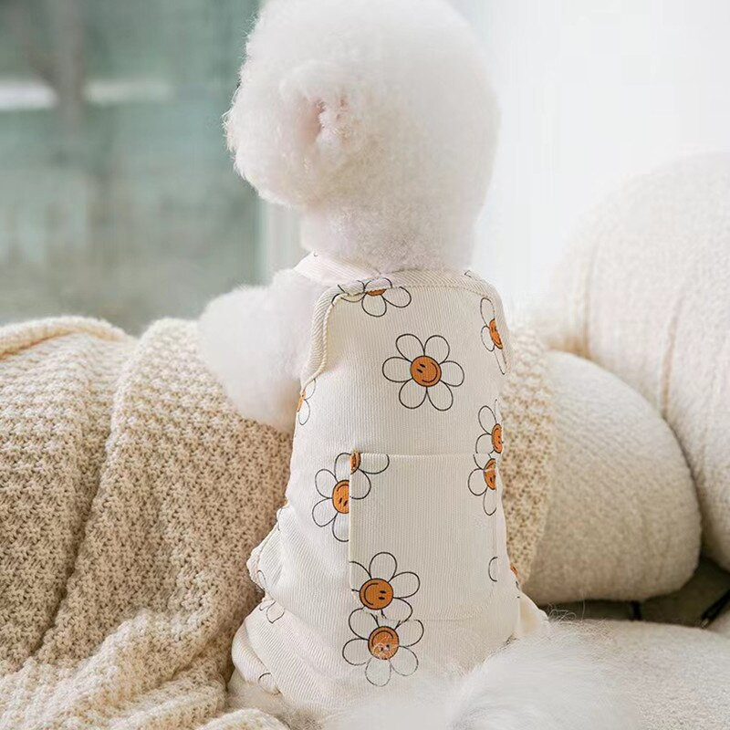 Salopetă pentru animale de companie, imprimeu la modă, bretele drăguțe, haine pentru căței, chihuahua, buldog Yorkshire, ține de cald toamnă iarnă pisica