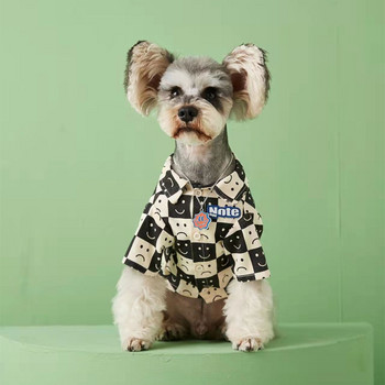 Ρούχα για κατοικίδια Μικρό σκύλο καρό πουκάμισο Άνοιξη Καλοκαίρι Κουτάβι Κινούμενα σχέδια Χαριτωμένο παλτό Γάτα Μόδα μπλουζάκι Chihuahua Yorkshire Poodle Bulldog