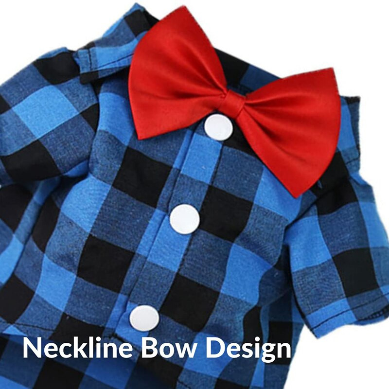 Benepaw Elegantna karirana majica za pse, leptir leptir, slatka, udobna, prozračna odjeća za pse za male srednje velike pse, periva