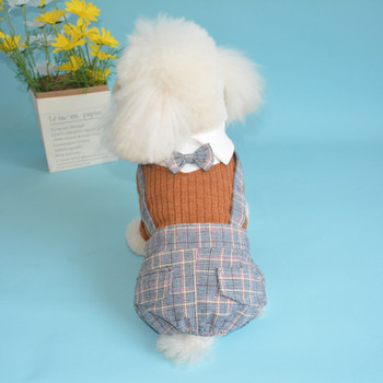 Χειμερινά ρούχα για σκύλους Gentleman Στολή για κατοικίδια Παπιγιόν Επίσημο πουκάμισο για μικρά σκυλιά Νυφικό για κουτάβι Ολόσωμη φόρμα Ζακέτα για πάρτι για κατοικίδια