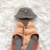 Παλτό κατοικίδιου μονόχρωμο Φθινοπωρινό Χειμώνα Μεσαία Μικρά Ρούχα Σκύλου Μόδα Καρό Καπέλο Ζεστό Γιλέκο Kitten Puppy Jacket Chihuahua Yorkshire