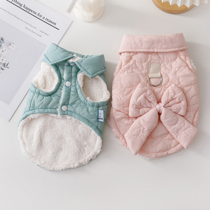 Lemmikloomariided Talvine Sügis Soe Vest Väike koer Mood Bowknot Kampsun Kass Magusad rakmed Kutsikas Paks Särk Chihuahua Yorkshire
