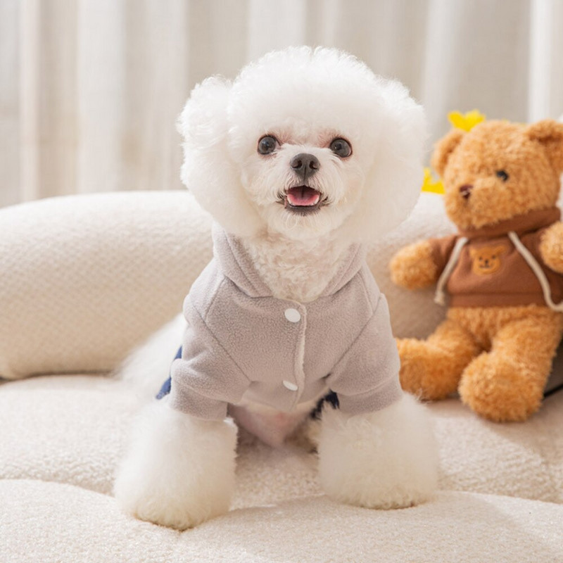 Дрехи за домашни любимци Зима Есен Топъл гащеризон Малко куче Моден кариран колан Котешка качулка Кученце Сладко палто Пижама Чихуахуа Йоркшир