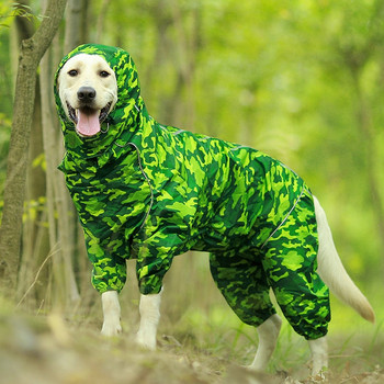 Αδιάβροχο σκύλος κατοικίδιων ζώων με αντανακλαστικό αδιάβροχο φερμουάρ Ρούχα με ψηλό λαιμό με κουκούλα για μικρά μεγάλα σκυλιά Ολόσωμες φόρμες Rain Cloak Labrador