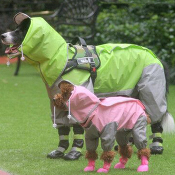 Pet Large Dog Αδιάβροχο Αδιάβροχο Ρούχα Εξωτερικού Χώρου Αδιάβροχο Ρούχα με κουκούλα για μικρά μεγάλα σκυλιά Ολόσωμες φόρμες Rain Coat Labrador