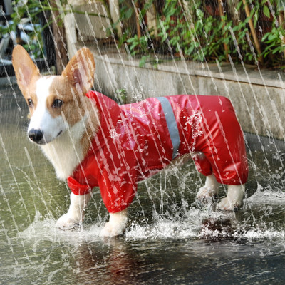 Pet Dog Αδιάβροχο αδιάβροχο Jumpsuit Reflective Rain Coat Αντηλιακό μπουφάν για εξωτερικούς χώρους για σκύλους Προμήθειες κατοικίδιων ζώων