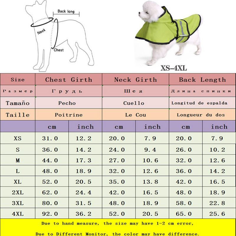 Pelernă de ploaie pentru câini de talie mare pentru cățeluș Golden Retriever Franch Bulldog Pug Poncho Capă de ploaie reflectorizată pentru câini Haine impermeabilă pentru câini York