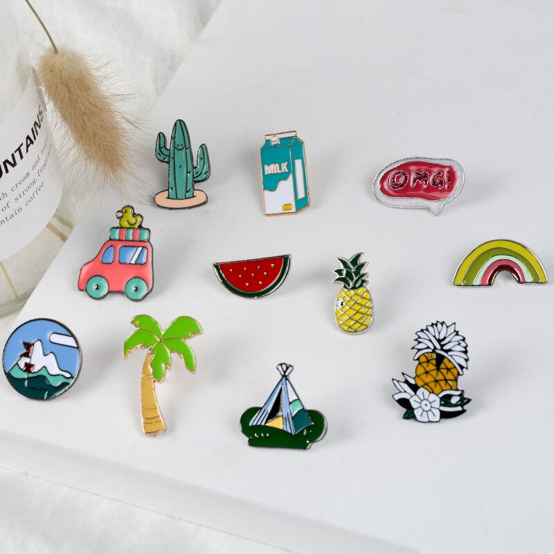 Μόδα καρφίτσες καρτούν με σμάλτο καρφίτσες καρφίτσες ανανάς καρφίτσες κονκάρδες σακίδιο πλάτης Χαριτωμένα καρφίτσες Δώρα για φίλους Χονδρική 1τμχ