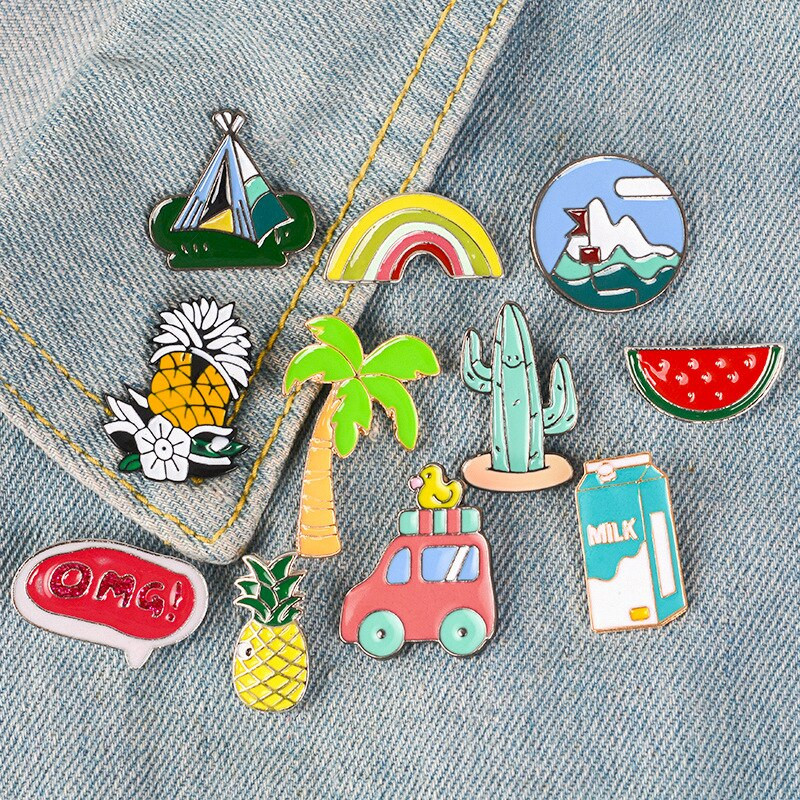 Μόδα καρφίτσες καρτούν με σμάλτο καρφίτσες καρφίτσες ανανάς καρφίτσες κονκάρδες σακίδιο πλάτης Χαριτωμένα καρφίτσες Δώρα για φίλους Χονδρική 1τμχ