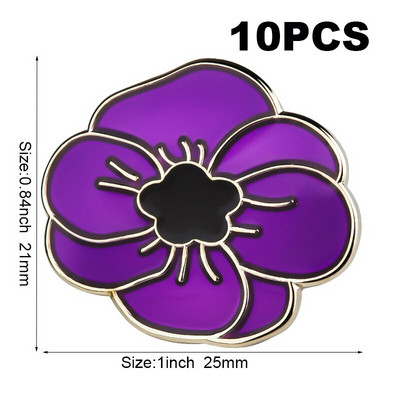 10 τεμάχια πολλά μωβ λουλούδι παπαρούνας σήμα καρφίτσα πέτο Σημαία καρφίτσα καρφίτσες σήματα