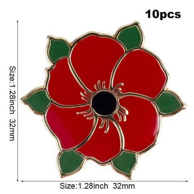 10 τεμάχια πολλά μωβ λουλούδι παπαρούνας σήμα καρφίτσα πέτο Σημαία καρφίτσα καρφίτσες σήματα