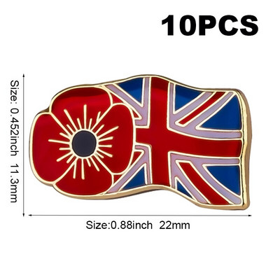 10 τεμάχια πολλά μωβ λουλούδι παπαρούνας σήμα καρφίτσα πέτο Σημαία καρφίτσα καρφίτσες σήματα