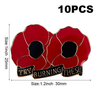 10 τεμάχια πολλά μωβ λουλούδι παπαρούνας σήμα καρφίτσα πέτο Σημαία καρφίτσα καρφίτσες σήματα