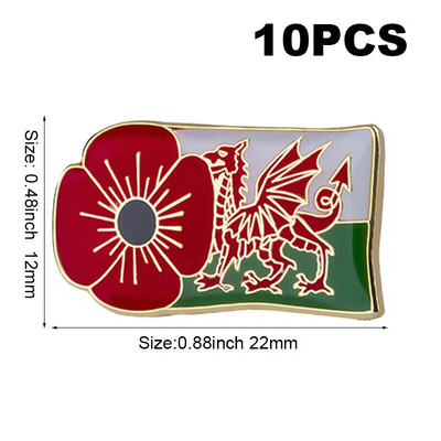 10 τεμάχια πολλά μωβ λουλούδι παπαρούνας σήμα καρφίτσα πέτο Σημαία καρφίτσα καρφίτσες σήματα