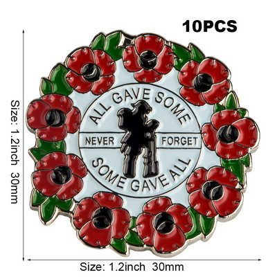 10 τεμάχια πολλά μωβ λουλούδι παπαρούνας σήμα καρφίτσα πέτο Σημαία καρφίτσα καρφίτσες σήματα