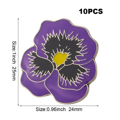 10 τεμάχια πολλά μωβ λουλούδι παπαρούνας σήμα καρφίτσα πέτο Σημαία καρφίτσα καρφίτσες σήματα