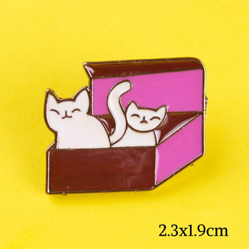 Спокойни значки със сладки котки за дрехи Животни Емайлирани игли за раници Значки за ревери за дрехи Значки за раница Бижута Подарък