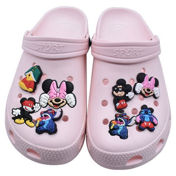 8PCS/lot Mickey Mouse Shoes Charms Croc Jeans Lilo & Stitch Shoes Decoration Buckle Hole Garden Sandals Аксесоари Детски подаръци
