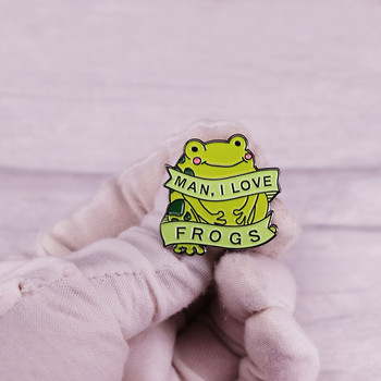 C3018 Man I love Frogs Enamel Brooch Pin Cartoon Kawaii Green Frog Lapel Pins Значки Аксесоари за бижута
