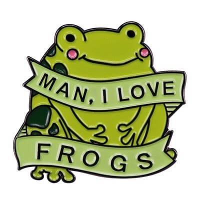 C3018 Man I love Frogs Καρφίτσα καρφίτσας με σμάλτο Cartoon Kawaii Πράσινοι βάτραχοι καρφίτσες πέτο Σήματα κοσμήματα αξεσουάρ