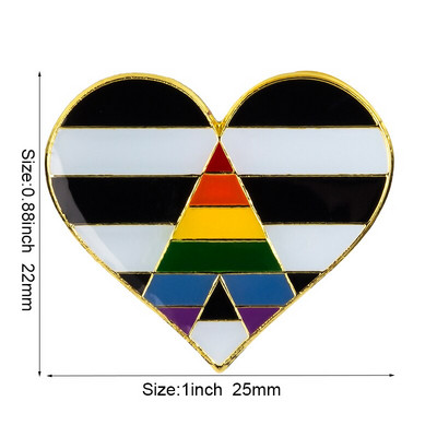 Straight Allies Pride Rainbow Flag Rozet Metal Chapas Metalicas Pins Icon Rucsac Broșă pentru cadou XY0307
