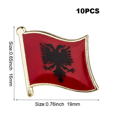 10 vnt. Šalies vėliava Ženkliukas Vėliava Sagė Nacionalinė vėliava Atvarto segtukas Tarptautinių kelionių segtukų kolekcijos