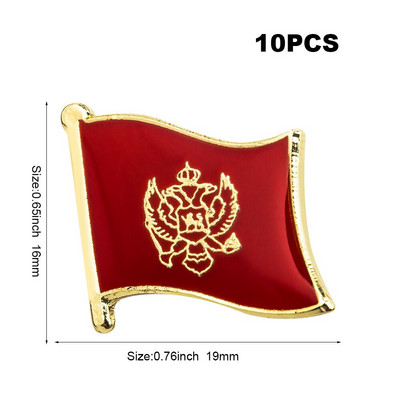 10 vnt. Šalies vėliava Ženkliukas Vėliava Sagė Nacionalinė vėliava Atvarto segtukas Tarptautinių kelionių segtukų kolekcijos